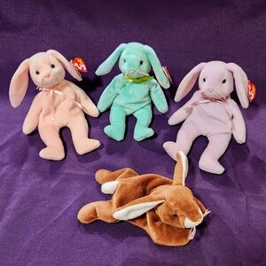 4 Vintage Beanie Baby Bunnies